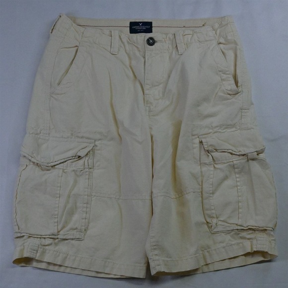 American‎ Eagle 32 x 12" Stone Khaki Ripstop Longboard Cargo Shorts - Picture 1 of 5